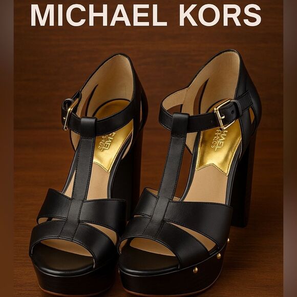 MICHAEL KORS✨ Leather Platform Heels – Size 8.5 - Picture 1 of 10